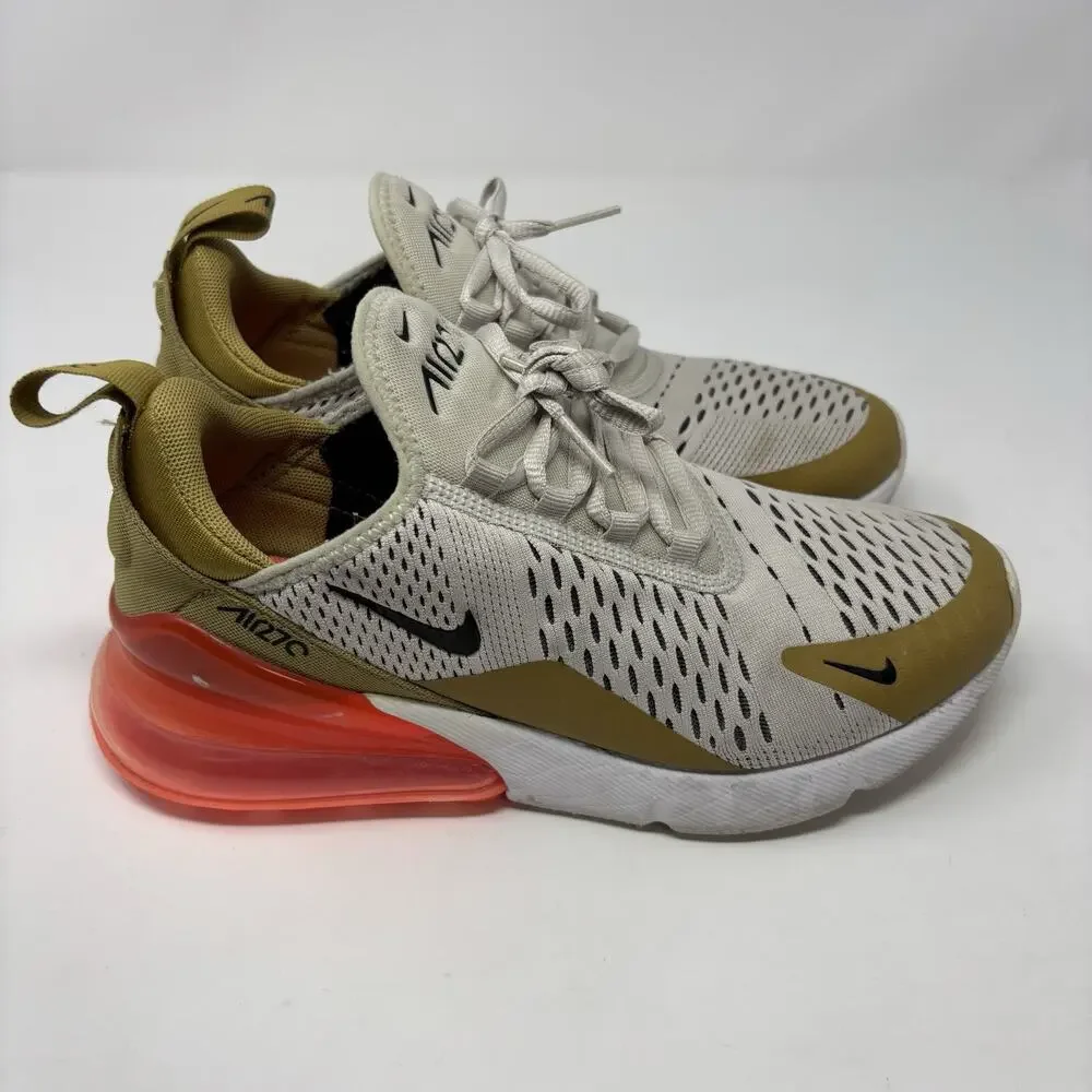 Nike‎ Air Max 270 White Gold Orange Athletic Running Shoes Women’s 7 AH6789-700